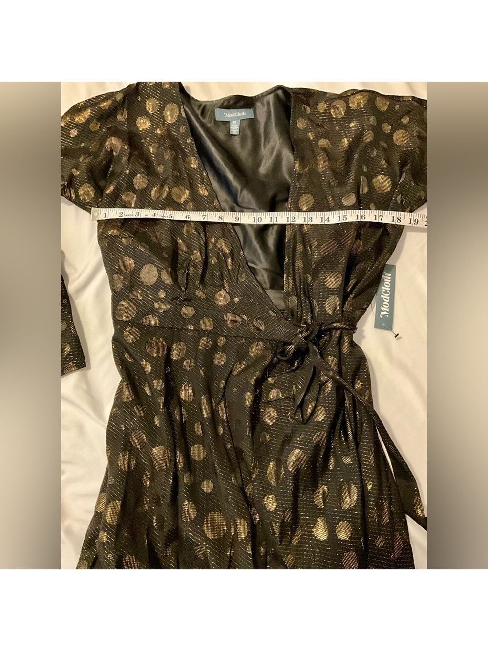 ModCloth Golden Record Party true wrap dress - size medium - nwt - Picture 6 of 12